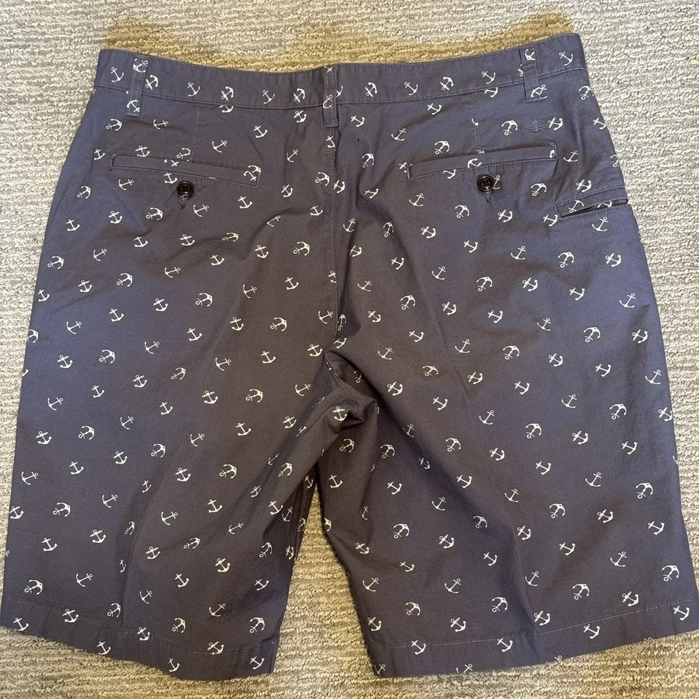 Dockers Men's Shorts Blue 38 Cotton Anchor Print Classic Fit Flat Front  Beach